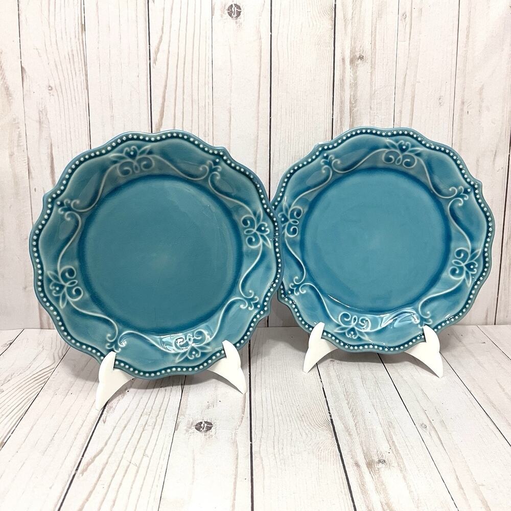 Pioneer Woman Set of 2 Lunch Salad Dessert Plates Paige Denim Blue Crackle